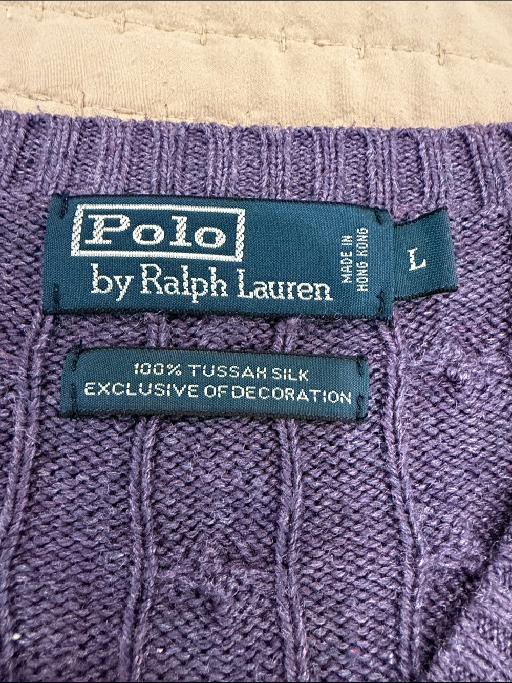 Polo by Ralph Lauren Lavender Cable-Knit Crewneck Sweater - Men - Picture 3 of 3